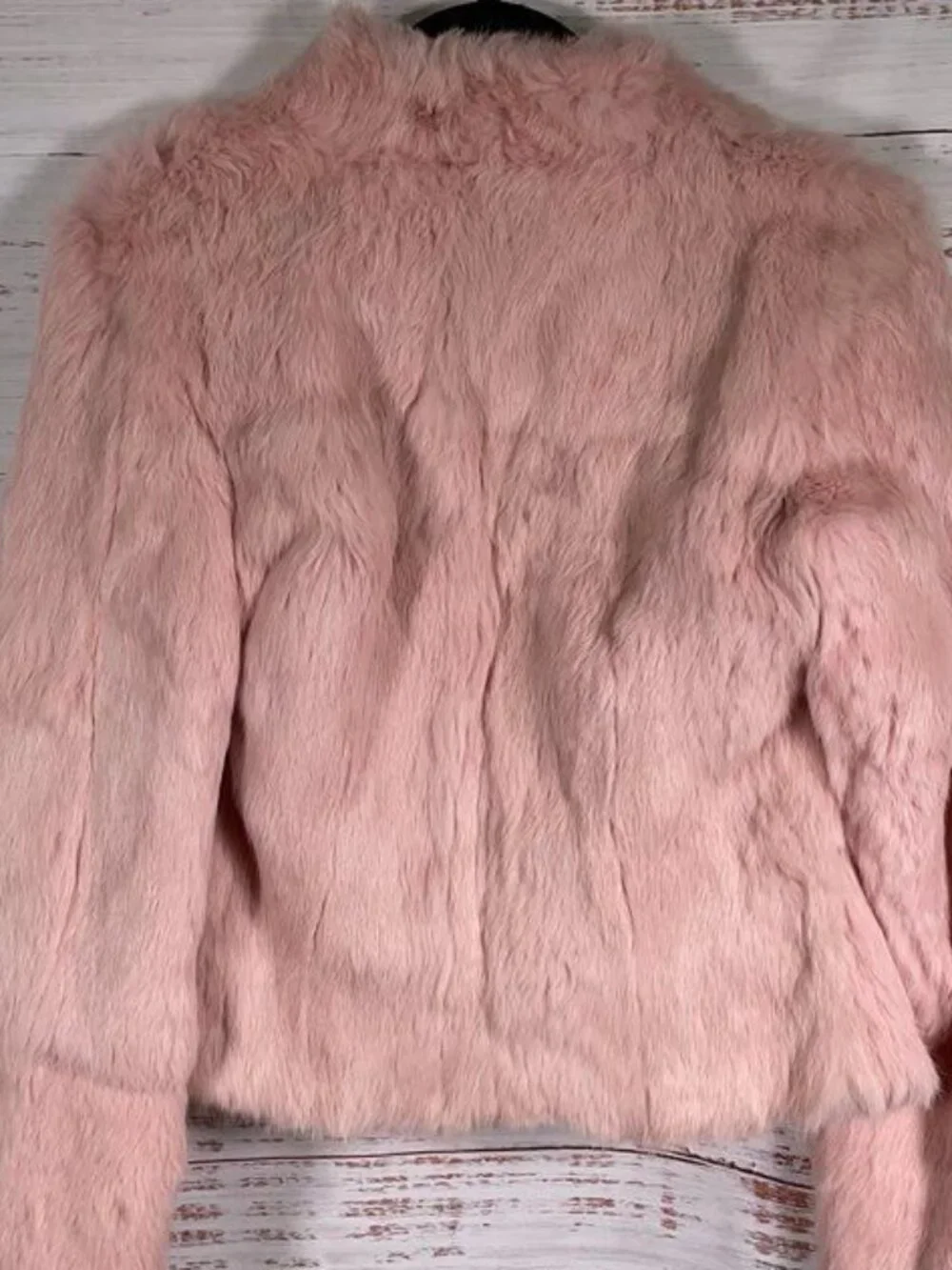 AQUA~Pretty In Pink Rabbit Fur Jacket - Size S - Picture 2 of 5